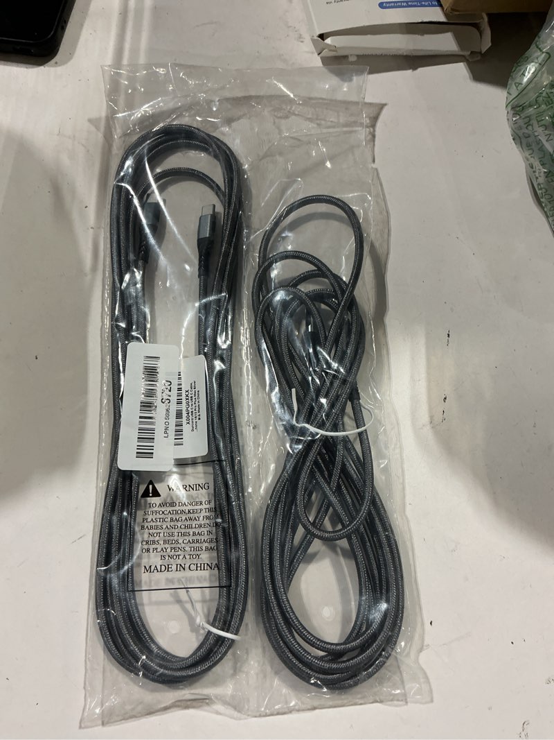 Condition photo showing Good Condition for durcord 2pack 10ft usb c charger cable - 100w fast charging for android/phone/pad, type c to type c compatible with iphone 17/16/15 pro plus max silver silver 100w usb-c 10ft