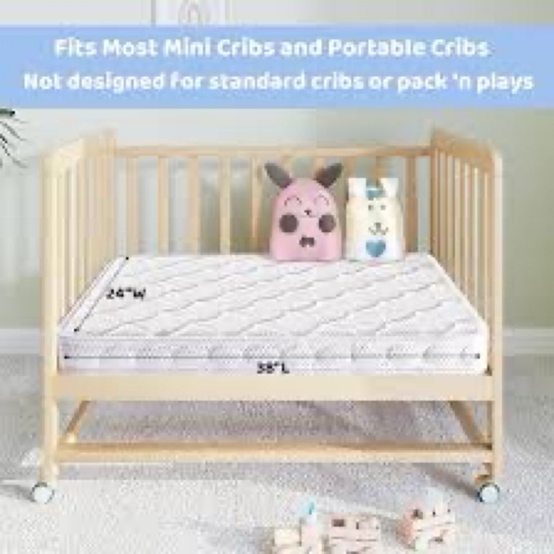 Tiankehan Mini Crib Mattress - 38x24x4 Inch- Dual Sided with Firm Support and Comfort Foam- Breathab