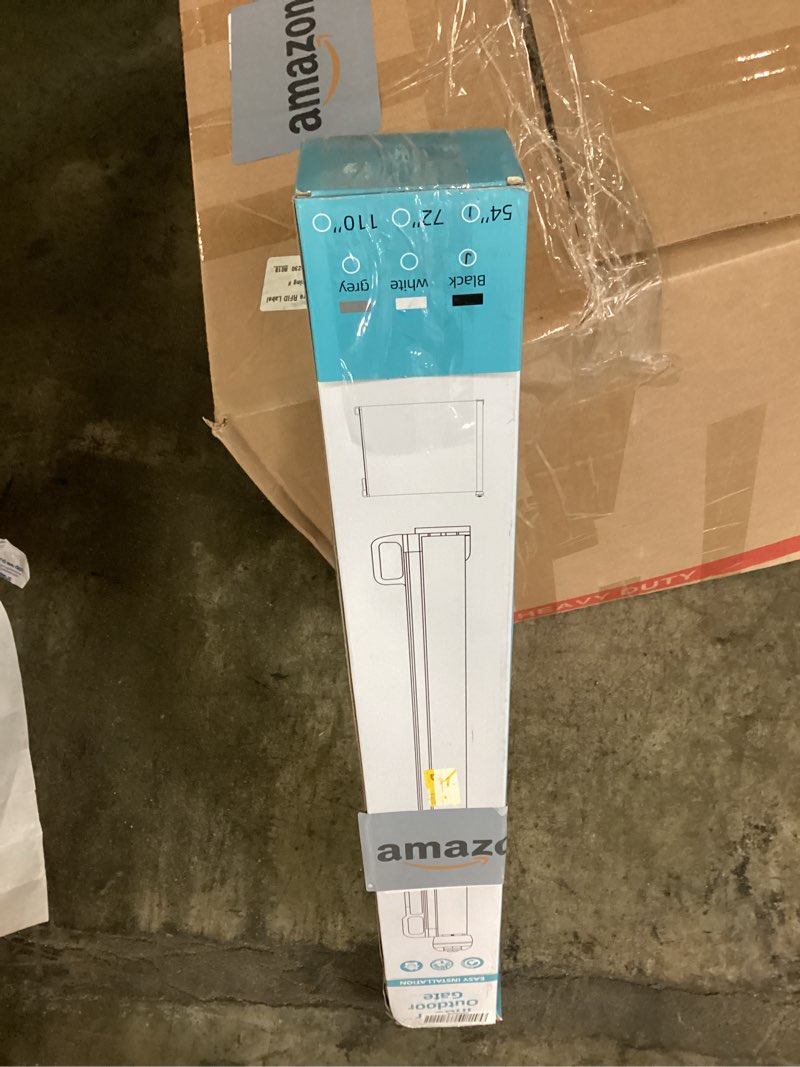 Condition photo showing New/Like New for probebi retractable baby, child & dog gates for stairs, extends to 54" wide 34" tall, use for outdoor, indoor, hallways, doorways, deck, porch, black