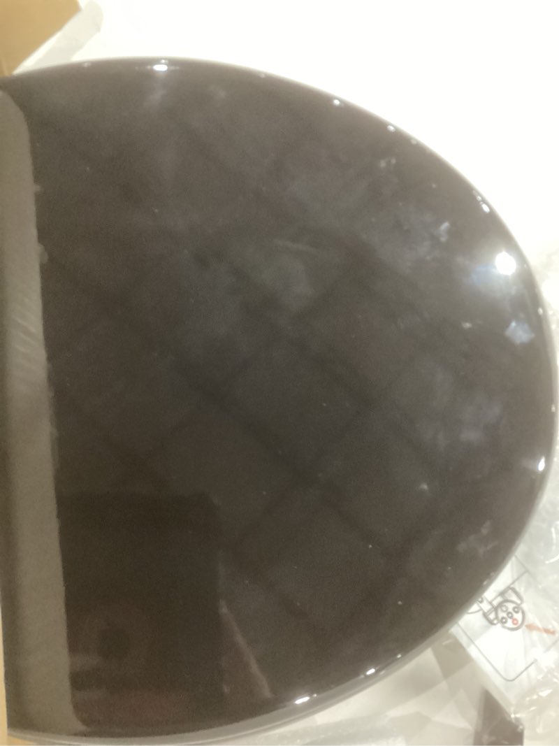 Condition photo showing New/Like New for Angel Shield Toilet Seat with Zinc Alloy Hinges Quiet-Close Quick-Release Wood Molded UV Lid Easy Clean(Round,Black) Round Black