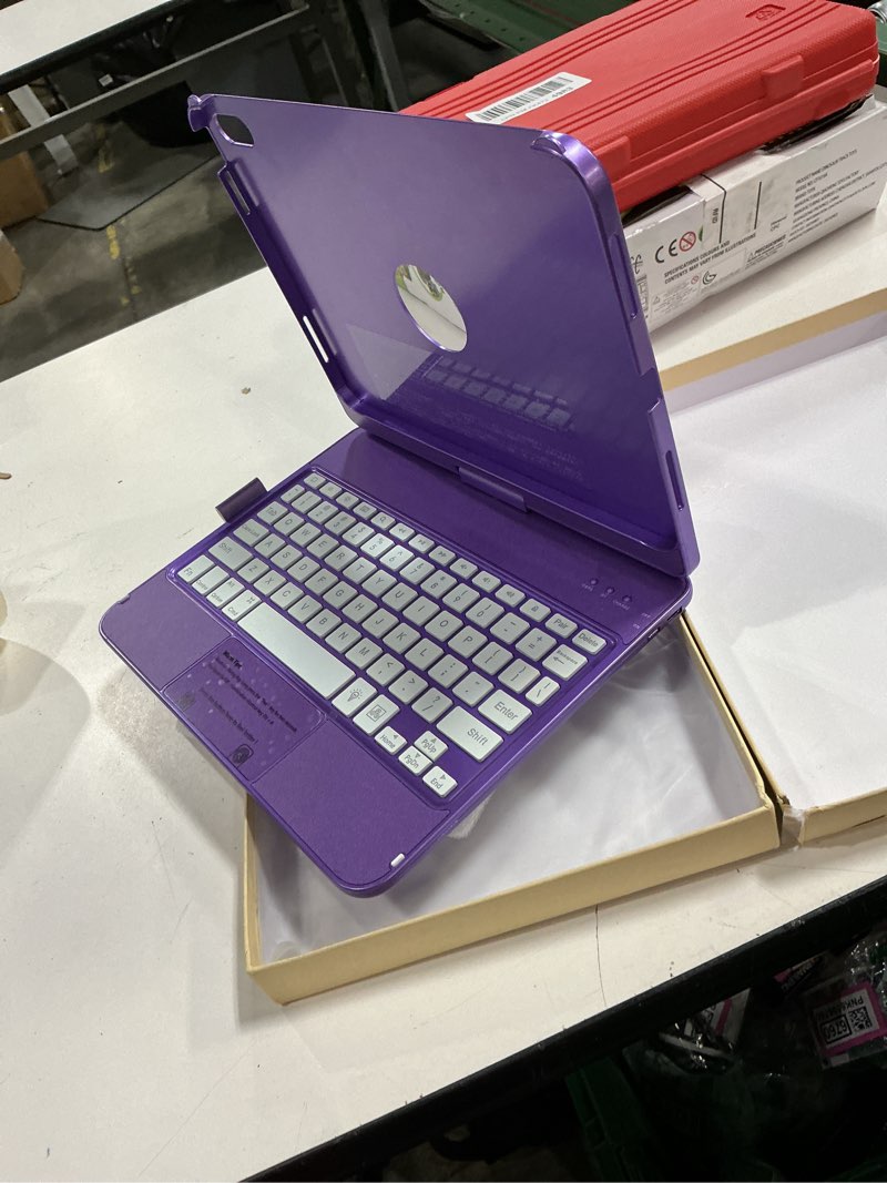 Condition photo showing New/Like New for fuwang touch keyboard case for ipad (a16) 11th generation 11 inch 2025 &10th generation 10.9 inch 2022, 360° rotate backlit for ipad 10th generation case with keyboard with multi-touch trackpad deep purple