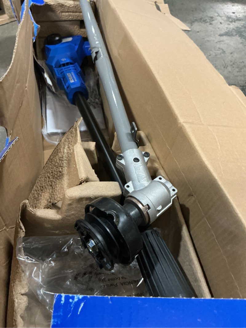 Condition photo showing As Is for kobalt gen4 40-volt 10-in 2 ah battery pole saw (battery and charger included)
