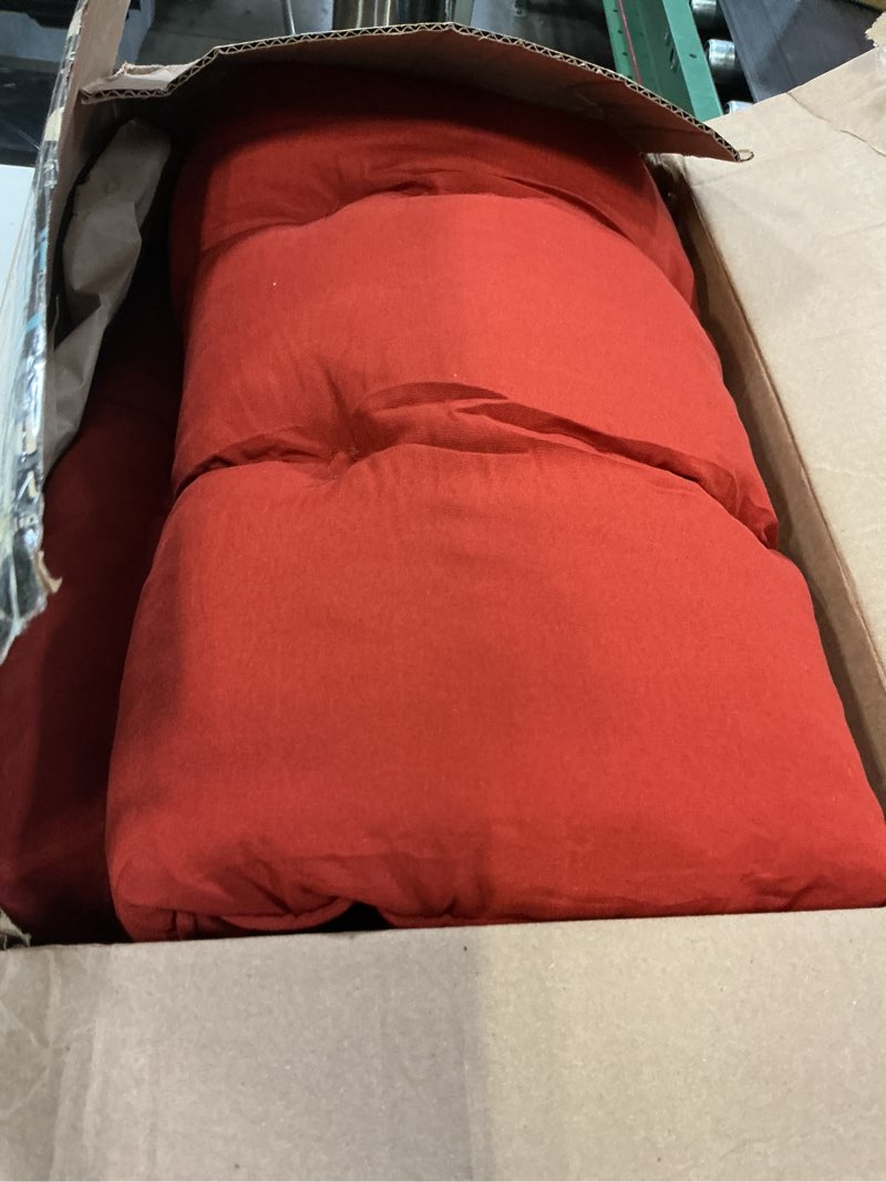 Condition photo showing As Is for tufted bench cushions for outdoor furniture, 44" x 19" porch swing cushions filled with foam, overstuffed patio cushions for bench loveseat with 2-3 seats,thick and water resistant, brick red brick red 44" x 19" x 5"