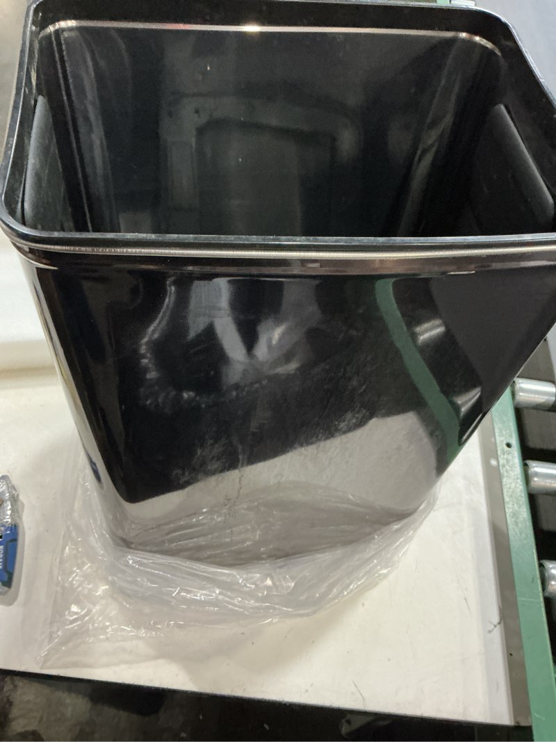 Condition photo showing As Is for eko deluxe mirage-t 50 liter / 13.2 gallon touchless rectangular motion sensor trash can, matte black stainless steel finish deluxe 50l - matte black