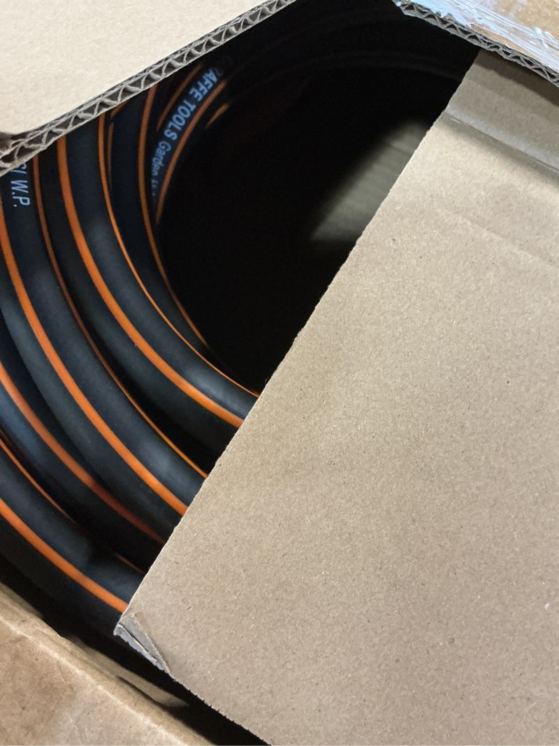 Condition photo showing Good Condition for giraffe tools garden hose 50ft x 5/8", water hose heavy duty, flexible, lightweight hybrid hose with swivel handle, male to female fittings, burst 600 psi 5/8 inch black 50 feet