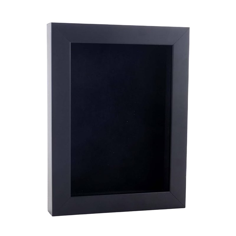 16x24 Shadow Box Frame Black Wood | with a 3/4" Usable Display Depth | Includes a Black Real Suede T