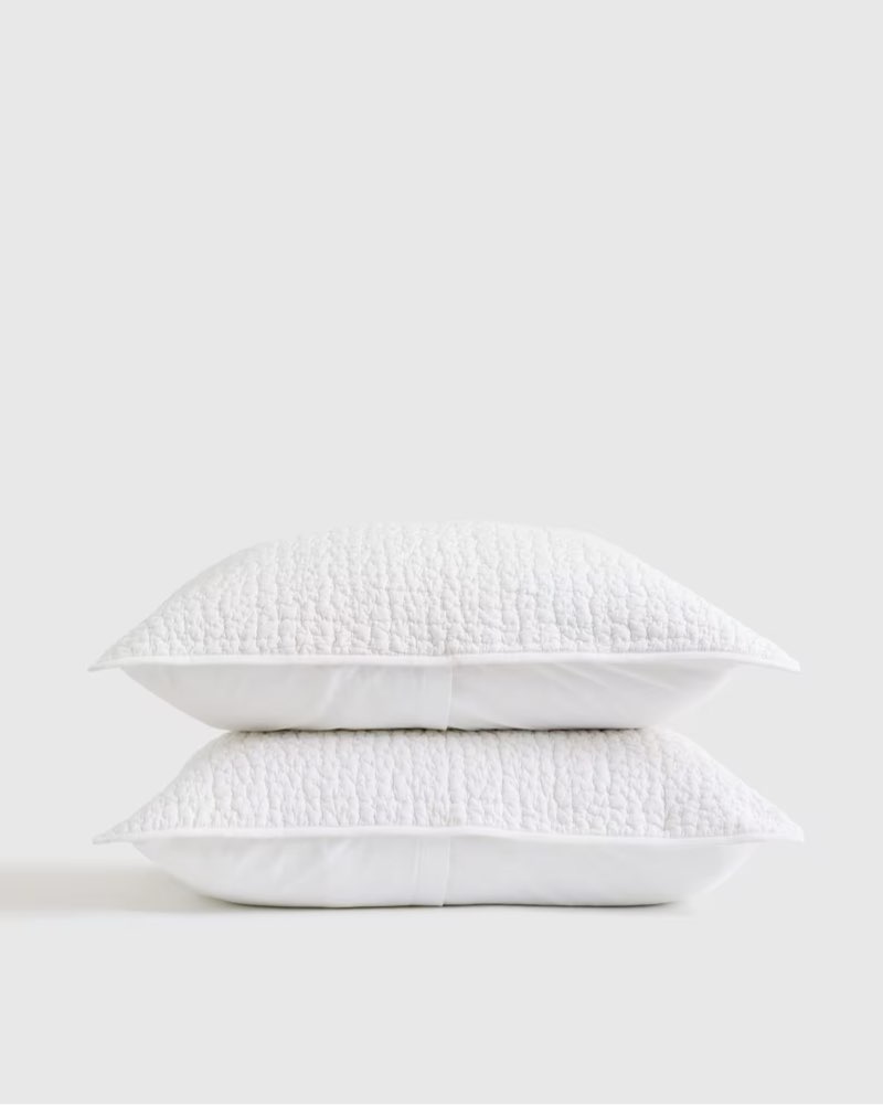 organic cotton hand stitched quilted sham set standard  white 