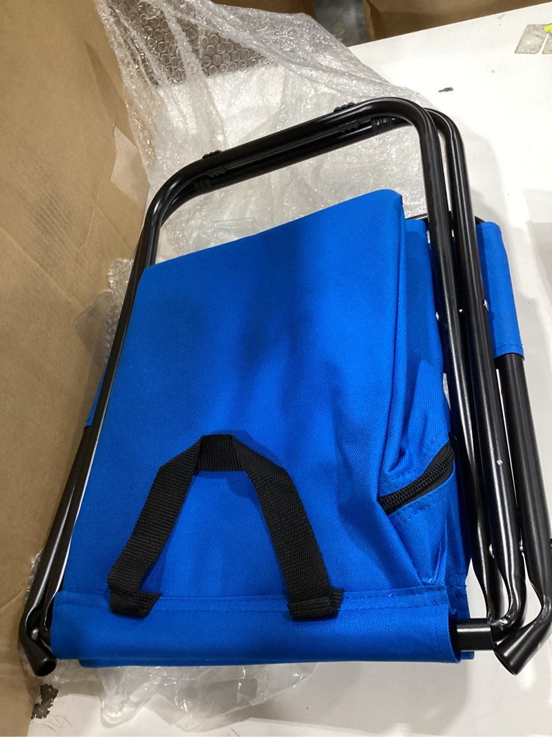 Condition photo showing New/Like New for jerify 2 pcs fishing chair with cooler bag multi-function foldable compact fishing stool hunting chair portable backrest stool with folding backpack for finishing camping hunting travel(blue)