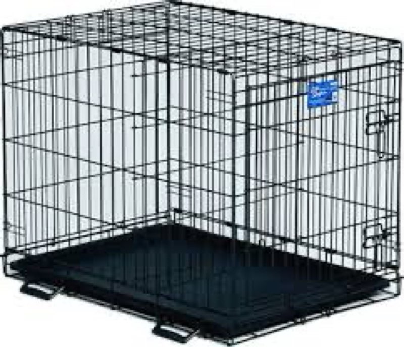 blue dog crate | midwest icrate 24  blue folding metal dog crate w/ divider panel  floor protecting feet & leak proof dog tray | 24l x 18w x 19h inches  small black