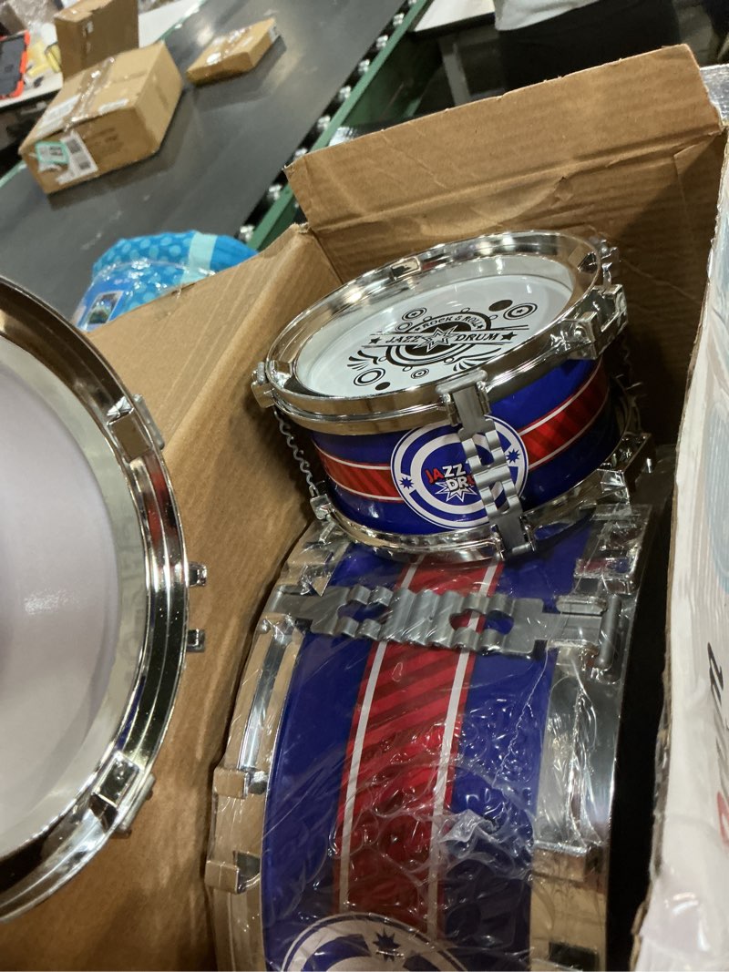 Condition photo showing Good Condition for Kids Drum Set for Toddlers 1-3, 5 Pcs Kids Jazz Drum with Stool & Cymbal, Light Up Musical Instruments Drums Toys for Boys Girls Ages 2-5 3-5 4-6 5-7 Birthday Gifts