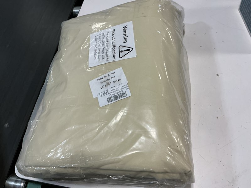 Condition photo showing New/Like New for colourtree 12' x 20' waterproof beige pergola sun shade canopy replacement cover upf50, commercial grade 260 gsm cloth for outdoor patio, include stainless steel weighted rods (we make custom size)