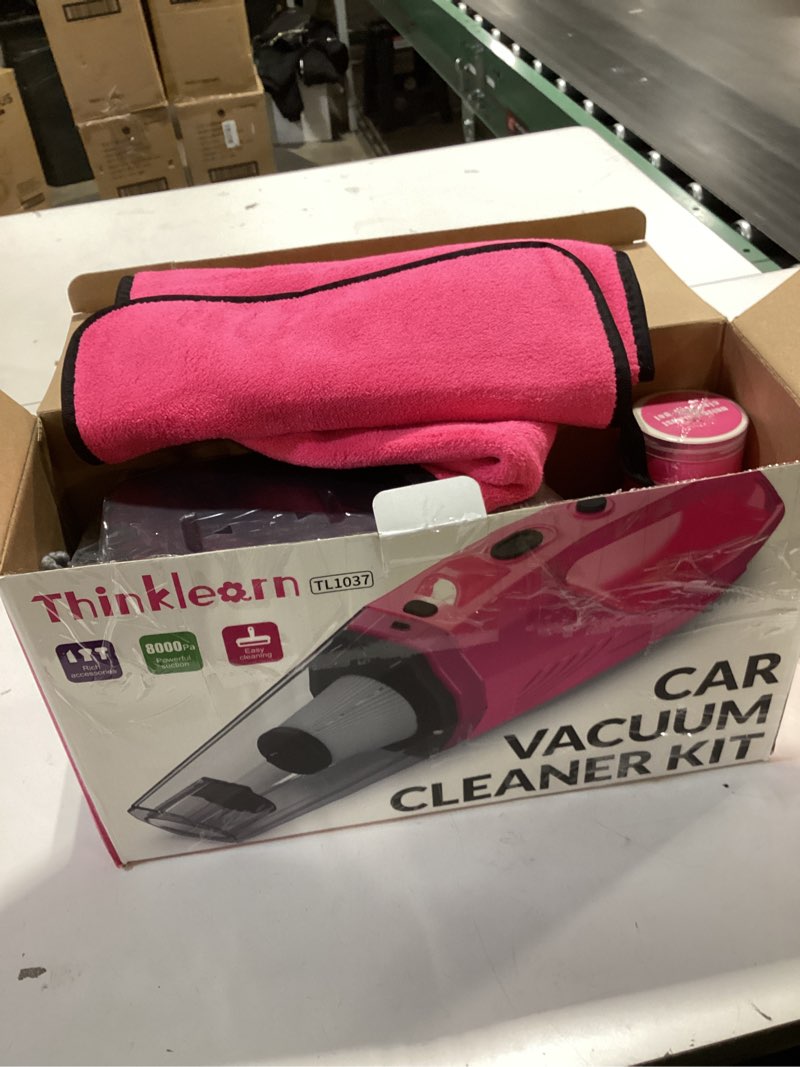 Condition photo showing New/Like New for ThinkLearn Car Cleaning Kit, Car Vacuum Detailing Kit Interior with High Power Handheld Vacuum, Including 7Pcs Detailing Brush Set, Windshield Cleaner, Pink Car Accessories for Women