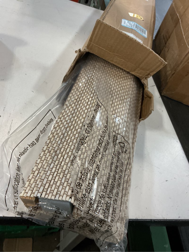 Condition photo showing Good Condition for lazblinds no drill cordless bamboo roman shades, light filtering blinds for indoor windows, roll up bamboo blinds for home, 35" w x 64" h, star-off white star-off white 35"w x 64"h
