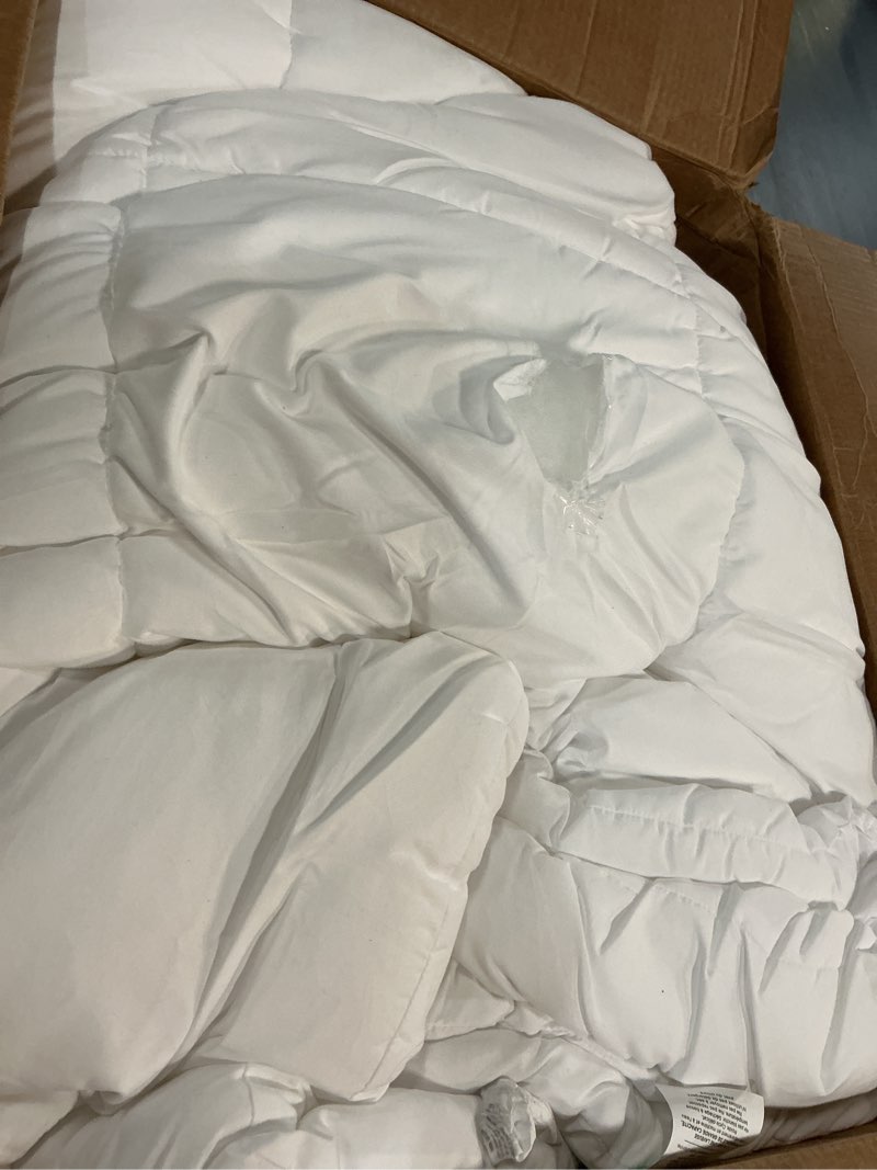 Condition photo showing As Is for bedsure white duvet cover king size - 3 pieces prewashed cotton-like polyester extra soft bedding set, includes 1 duvet cover 104x90 inches with zipper closure & 2 pillow shams, comforter not included 00 - white (no comforter) king (104" x 90")