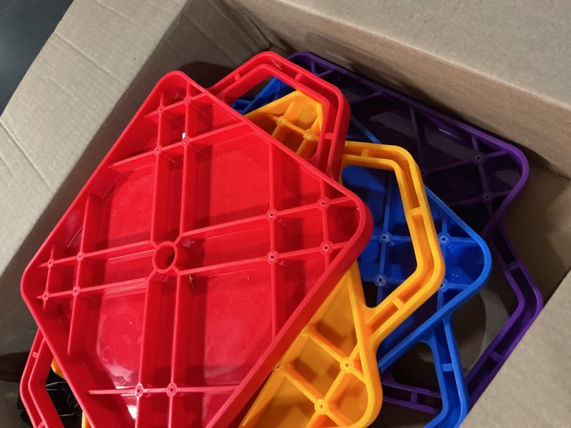 Condition photo showing Good Condition for 5 pcs sports scooter board with handles colored floor sitting scooter board with plastic casters for kids gym indoor outdoor activities play equipment (  red yewoll blu purlpe )