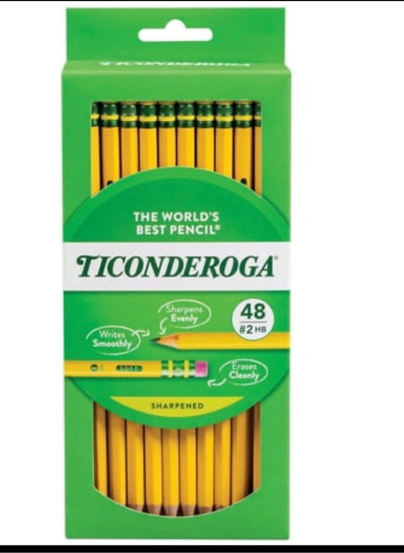 ( 2 pack)Ticonderoga Premium Wood Pencils  Sharpened #2 Lead  Yellow  48 Count  0.20 Lead Size