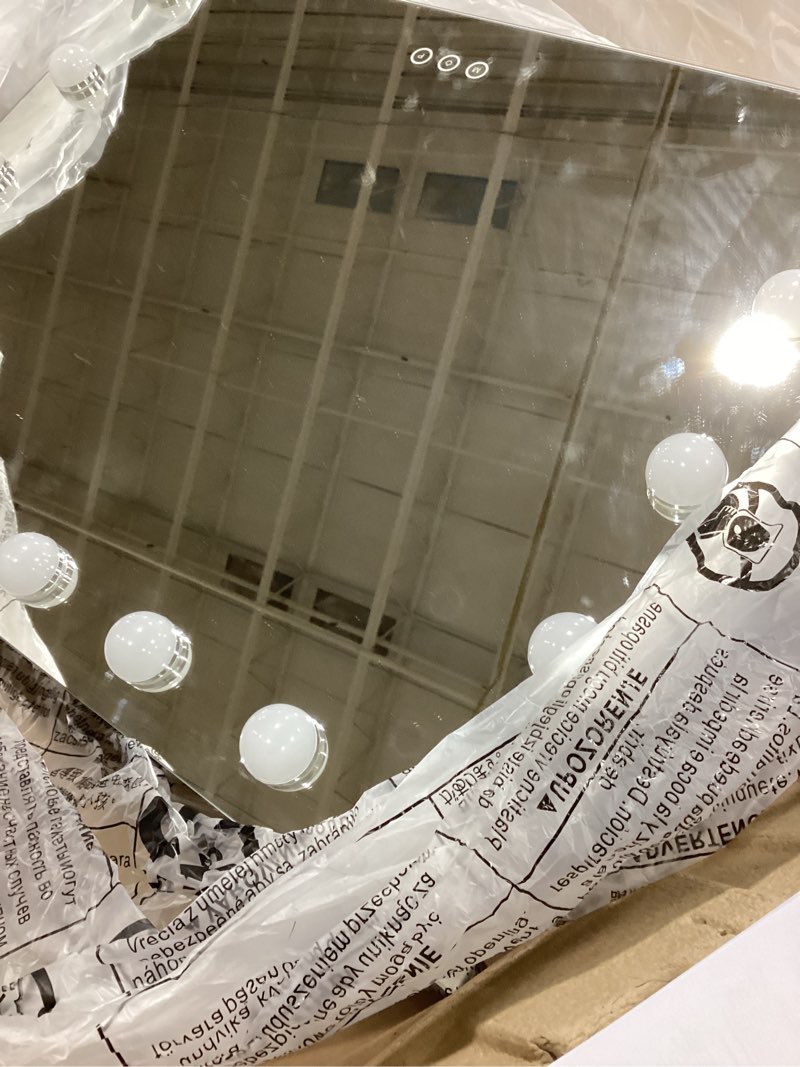 Condition photo showing Good Condition for Vanity Mirror with Lights Lighted Makeup Mirror with 15 Dimmable LED Bulbs,3 Color Lighting Modes,USB Charging Port Touch Control,Sturdy Metal Frame Design 24x18 Inch,White