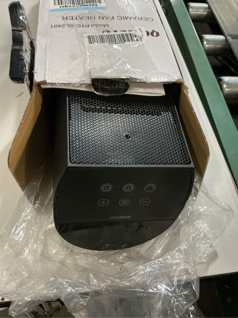 Condition photo showing As Is for space heater for indoor use - 24 inches 1500w ceramic heater with remote control, 12 hour timer, oscillation, led display, for bedroom office indoor