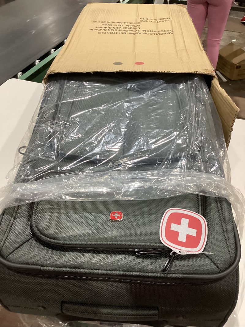 Condition photo showing Good Condition for swissgear sion softside expandable spinner luggage durable lightweight travel suitcase, dark grey, checked-medium 25-inch checked-medium 25-inch dark grey