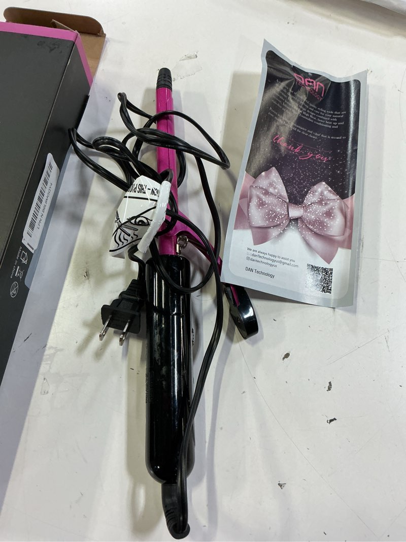 Condition photo showing As Is for 1/2 inch ceramic small curling iron for short hair, dual voltage hair curler with 450°f/430°f dual heat settings for tight curls, pink pink 1/2 inch (13 mm)