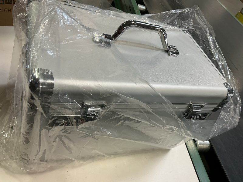 Condition photo showing Good Condition for Large Lock Box - Security Combination Lock Box, Locking Storage Case for Personal Items and Medicine, Childproof Lockable Lockbox for Home/Office/School, 10.2x6.8x6.9 Inch, Silver Small-10in Silver