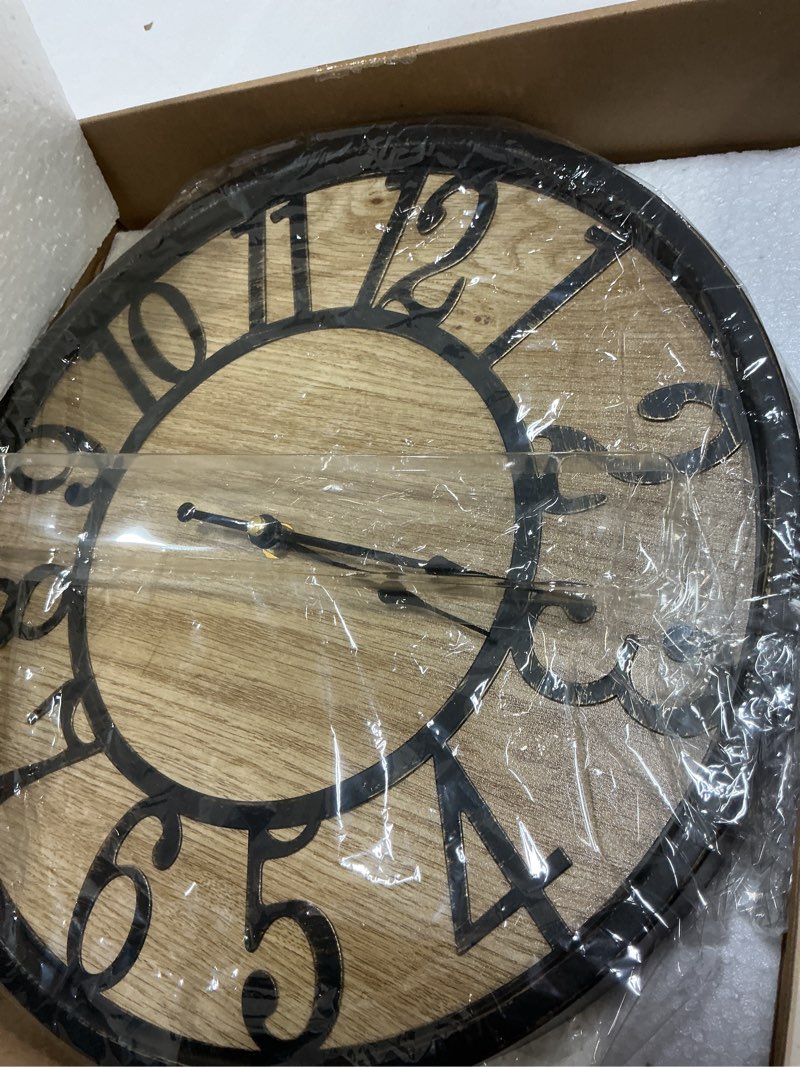 Condition photo showing Good Condition for Maxstar Wall Clock Silent Bronze Rustic Farmhouse Metal & Wood with Arabic Numeral, Battery Operated Wall Clocks Decorative for Living Room Bedroom Office Home Decor 13inch