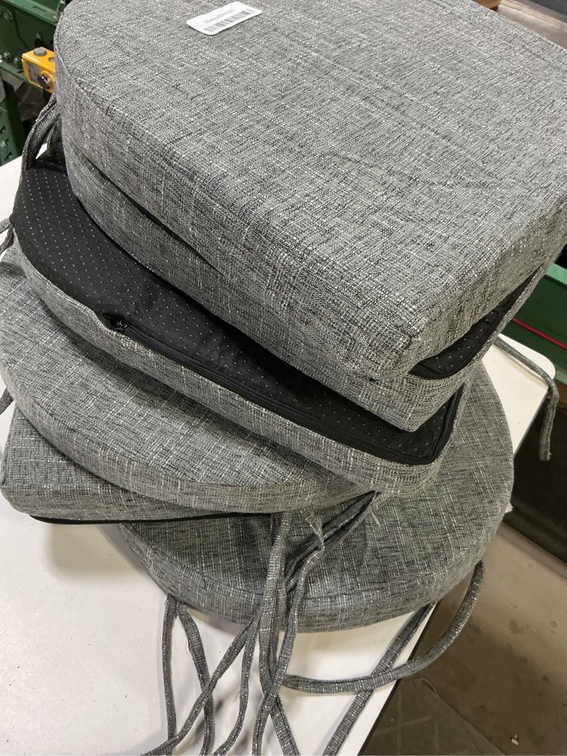 Condition photo showing Good Condition for Chair Cushions for Dining Chairs with Ties and Removable Cover, Dining Kitchen Chair Pads with Non-Slip Bottom, High-Resilience Indoor Seat Cushions, 16'' x 16'' x 2'', Set of 6, Dark Grey 6 Count(Pack of 1) Dark Grey