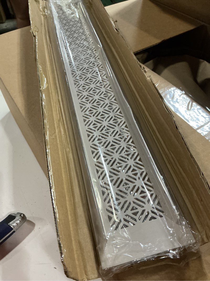 Condition photo showing Good Condition for patikil 24 x 3 inch door air vent cover, heavy duty aluminum grille ventilation cover louvered with mounting screws for cabinet wardrobe door, cashmere gray 24 x 3 inch cashmere gray
 1