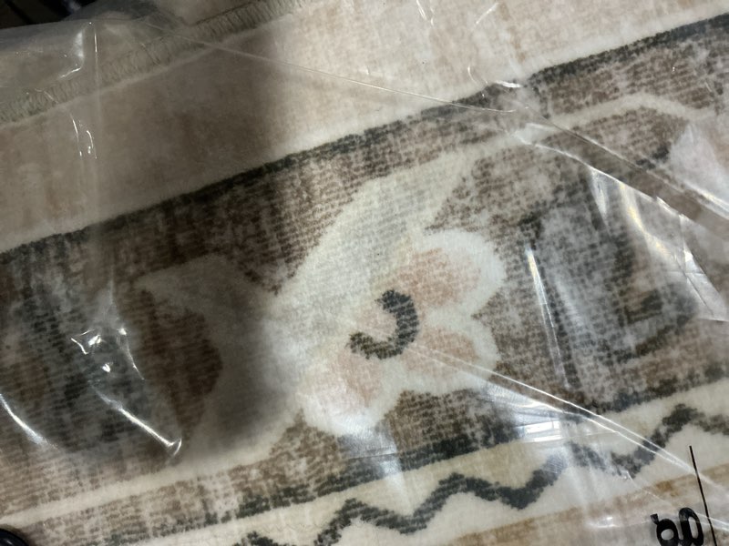 Condition photo showing As Is for (similar to stock)large rugs for living room 12x18: oriental washable area rug for bedroom - ultra thin 0.13inch low pile stain resistant carpet - home essential for the elderly kids pet family - 12x18 ivory 12' x 18' (rectangular) ivory