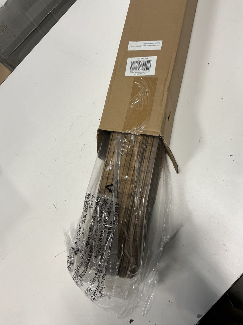 Condition photo showing New/Like New for lazblinds no tools no drill cordless bamboo roman shades, light filtering window treatment, roll up bamboo blinds for windows 33'' w x 48'' h, eastfield teak light filtering-eastfield teak 33" w x 48" h