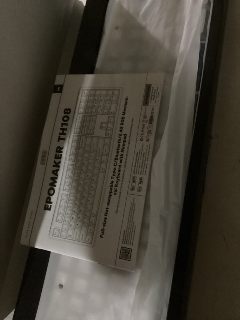 Condition photo showing New/Like New for epomaker rt100 pro wireless gaming keyboard with 1.54" screen&knob, rgb, 2.4ghz/bt/usb-c, hot swap, 5000mah, pbt keycap, custom driver, retro mechanical keyboard for win/mac (white, sea salt silent) white sea salt silent