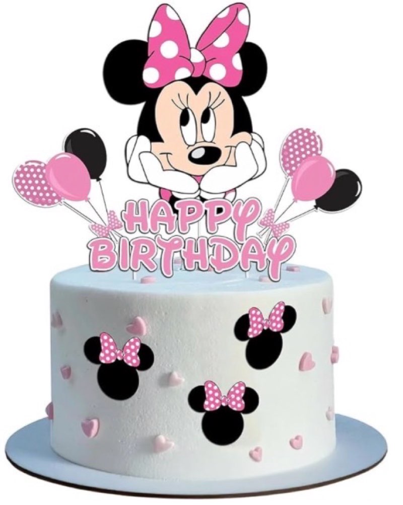 Birthday Cake Toppers, Cute Mouse Cake Decorations, Cartoon Themed Cupcake Topper, Birthday Party Supplies (Pink)