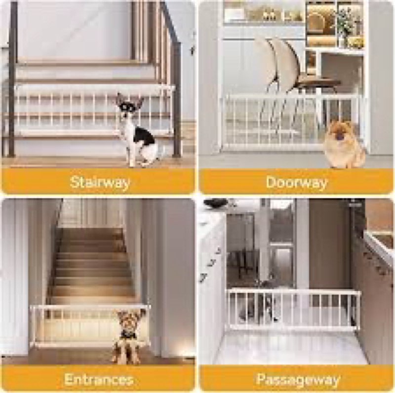 Fldofaves Dog Gate Indoor,18"-45" Extra Wide Metal Short Dog Gate to Step Over, 14" Tall Small Pet G