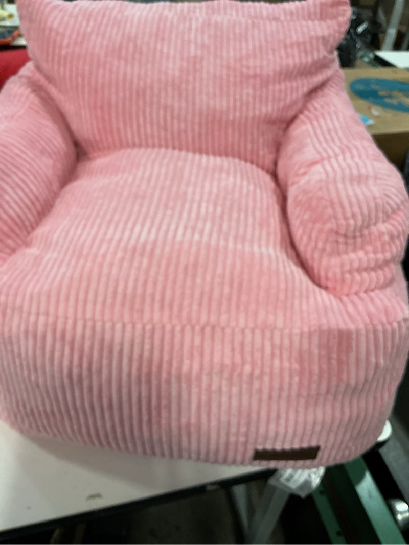 Condition photo showing As Is for maxyoyo kids bean bag chair, stuffed toddler bean bag sofa with filler bean bag chair for boys and girls, lazy sofa with pocket floor chair for gaming, reading, pink