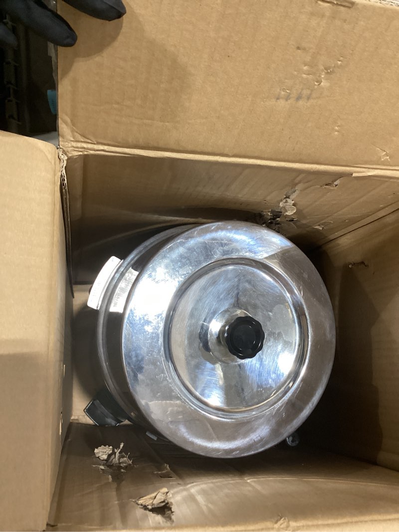 Condition photo showing As Is for West Bend 33600 Coffee Urn Commercial Highly-Polished Aluminum NSF Approved Features Automatic Temperature Control Large Capacity with Fast Brewing and Easy Clean Up, 100-Cup, Silver