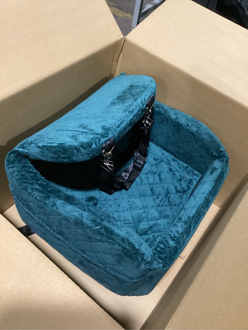 Condition photo showing As Is for Dog Booster Car Seat for Small/Medium Dogs,6in Elevated Cushion,Fully Detachable and Washable,2 Storage Pockets & 3 Straps,Fits in Front/Back Seat,Easy to Install (Green,Medium) Green Medium