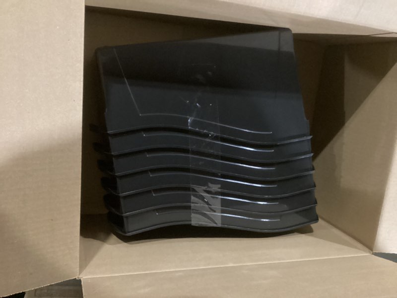 Condition photo showing As Is for storex large book bin - interlocking plastic organizer for home, office, and work space - black, 6-pack (70109e06c) black 6-pack