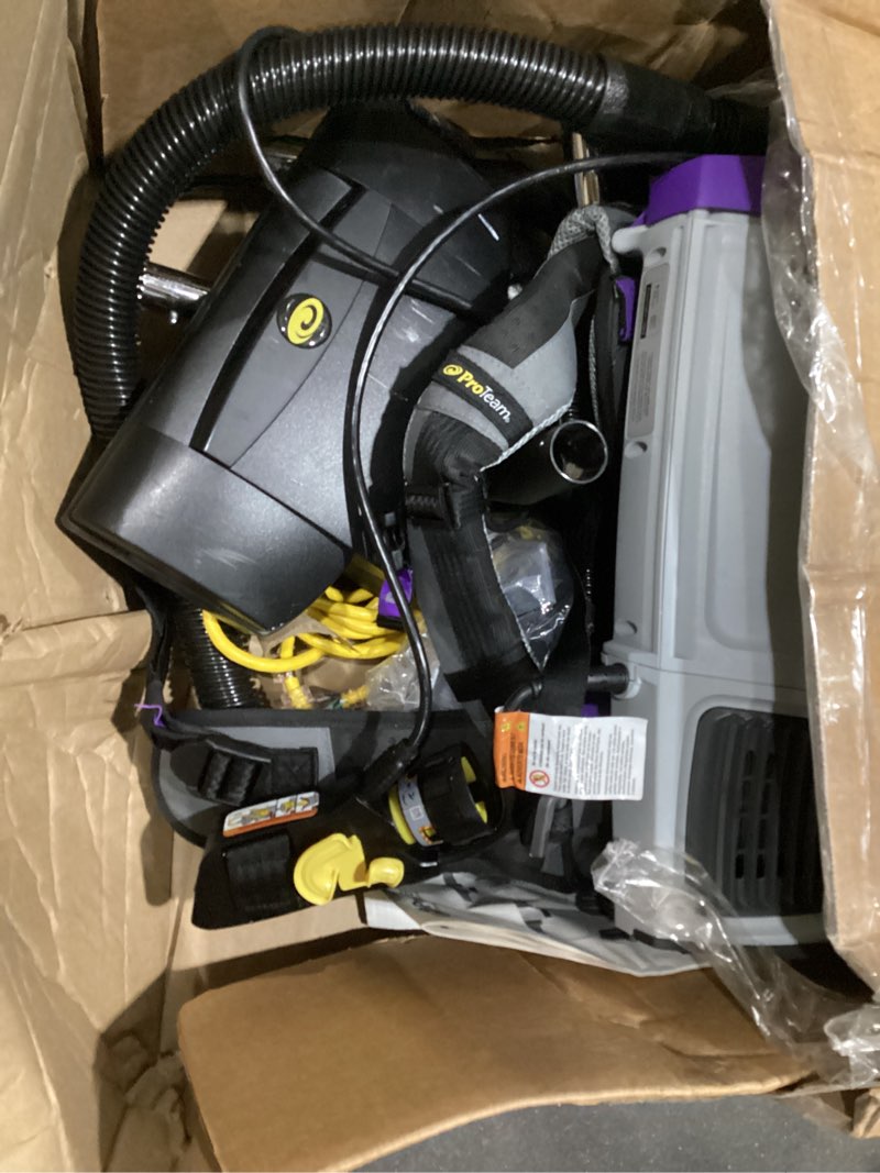 Condition photo showing As Is for proteam super coach pro 6 backpack vacuum commercial with telescoping wand tool kit, 6 quart, corded, 107310 super coach pro 6 107310