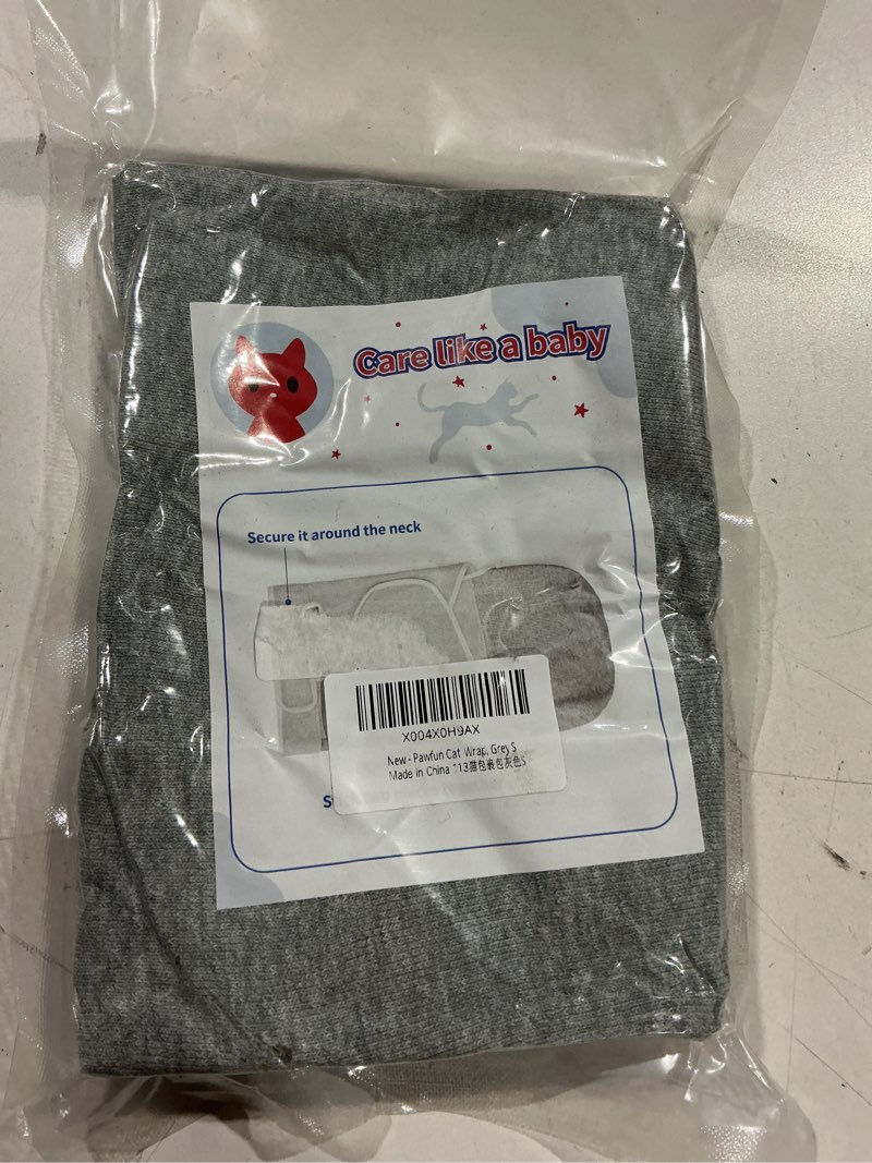 Condition photo showing Good Condition for self-adhesive cat grooming wrap,small  cozy cat wrap for cutting nails, breathable anti-scratch cats swaddle bag for brushing, ear cleaning, dental care, medication, injections, grey s s-(4-8lbs) grey