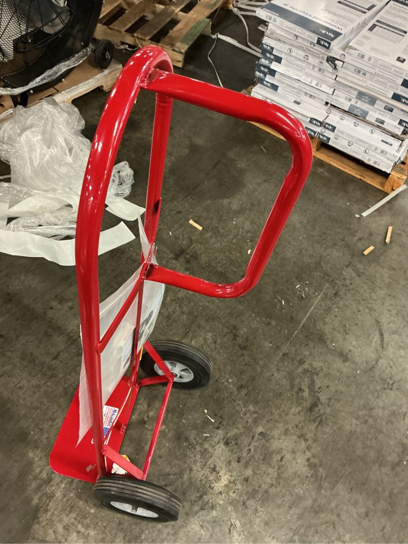 Condition photo showing As Is for milwaukee 800-lb capacity 2 -wheel red steel heavy duty hand truck