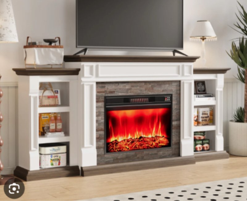 winston porter 80\" electric fireplace mantel with 30\" electric fireplace, fireplace tv stand for tvs up to 90 inch (incomplete, 1 box only)