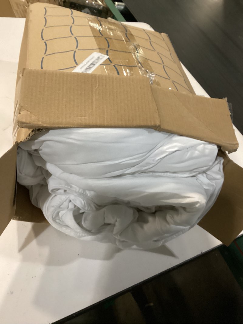 Condition photo showing As Is for bedsure comforter duvet insert - quilted comforters king size, all season duvet, gentlesoft down alternative bedding blanket, with 8 tabs, gifts for women/men, white, king 90 x 102 inches white king