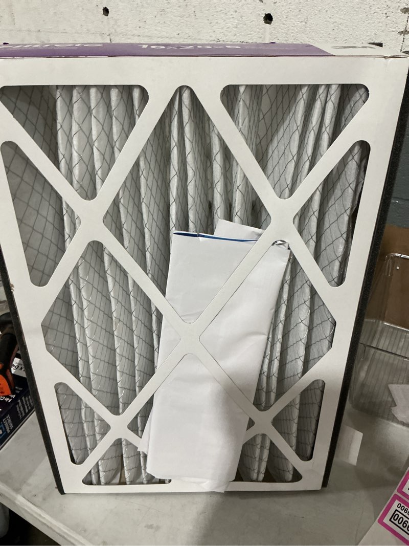 Condition photo showing As Is for filtrete 16x25x5 ac furnace air filter, mpr 1550, merv 12, fits honeywell & trion airbear, certified asthma & allergy friendly, electrostatic air filter, 1-pack (actual size 15.75 x 24.13 x 4.88) 4.9" x 24.1" x 15.6"