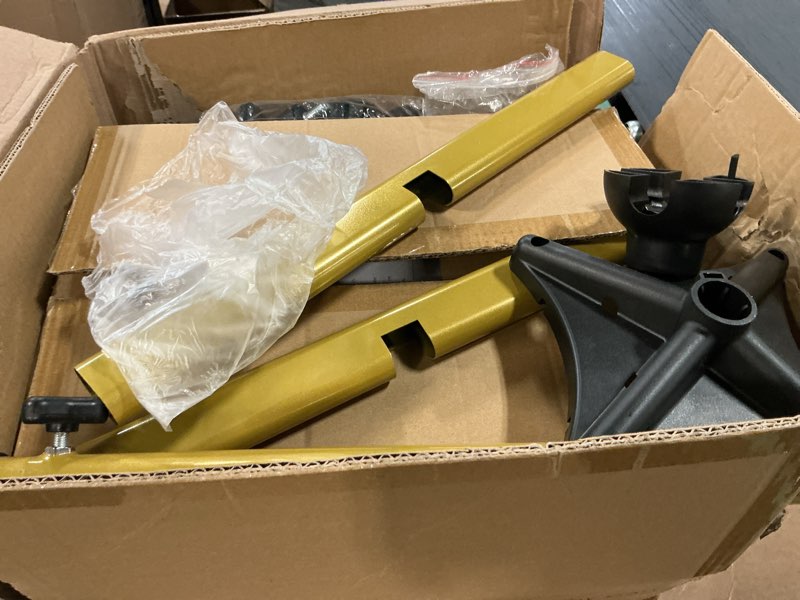 Condition photo showing As Is for Salon Tray, Premium Metal Rolling Tray Cart, Tattoo Tray Height Adjustable, Dentist Tray Medical Tray Spa Service Rolling Tray,Champagne Gold