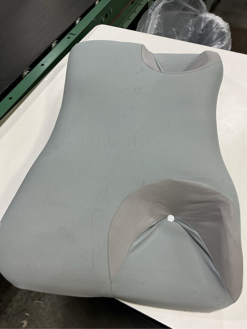 Condition photo showing As Is for cpap cervical pillow for side sleepers – reduce mask air leaks & pressure, ergonomic neck support for pain relief, dual-height memory foam pillow with cooling cover for side, back & stomach sleepers gray large-25.2"lx14.9"wx(4.7"/4.1")h