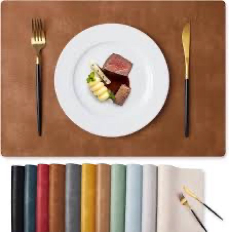 MOSAYT Vinyl Placemats Set of 6-12 X 17 Inch - Fall Faux Leather 100% Waterproof Oil-Proof Wipeable 