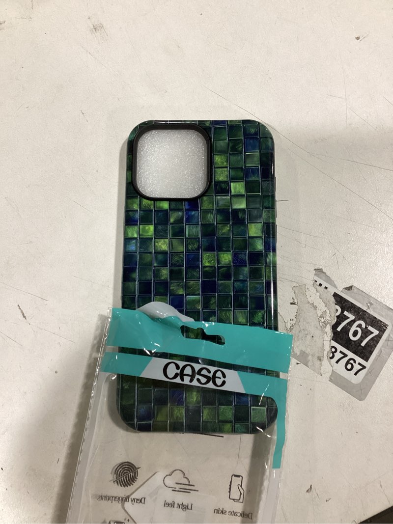 Condition photo showing As Is for djsok compatible with iphone 16 pro max,glossy pc anti-scratch shockproof case - aesthetic toned tiles green glass aesthetic toned tiles green glass iphone 16 pro max