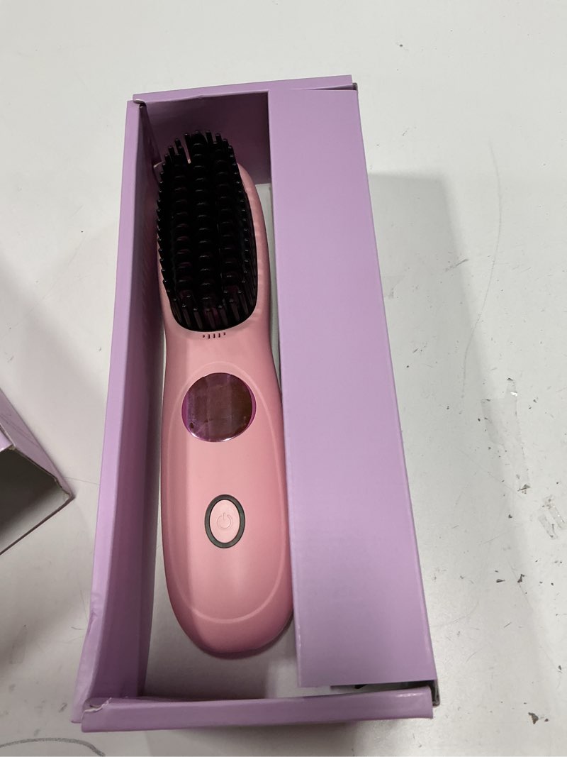 Condition photo showing Good Condition for go brush pro for short hair, 2026 upgraded hair straightener brush, portable cordless straightener brushs for travel, fast heating and lcd temperature display, travel gift (pink)