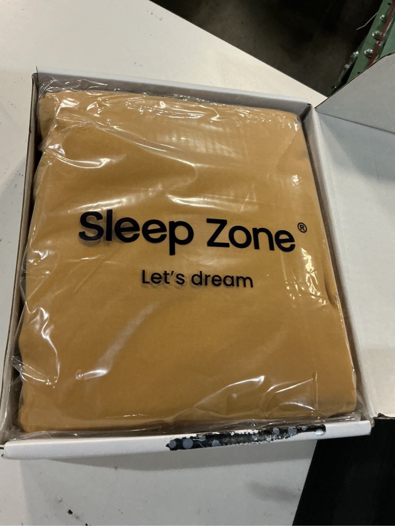 Condition photo showing New/Like New for sleep zone nanotex super soft cooling king bed sheets set 4 piece - easy care fitted flat sheet & pillowcase sets - wrinkle free, fade resistant, deep pocket 16" (dull yellow, king) dull yellow deep pocket - king