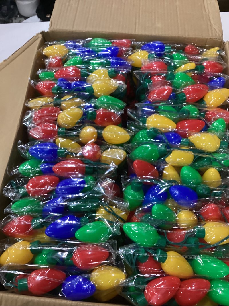 Condition photo showing New/Like New for 60pcs christmas light necklace, 40 in colorful christmas necklaces, 9 bulbs wearable xmas lights necklace with 3 glow modes for xmas ugly sweater accessories new year party favor festival decor